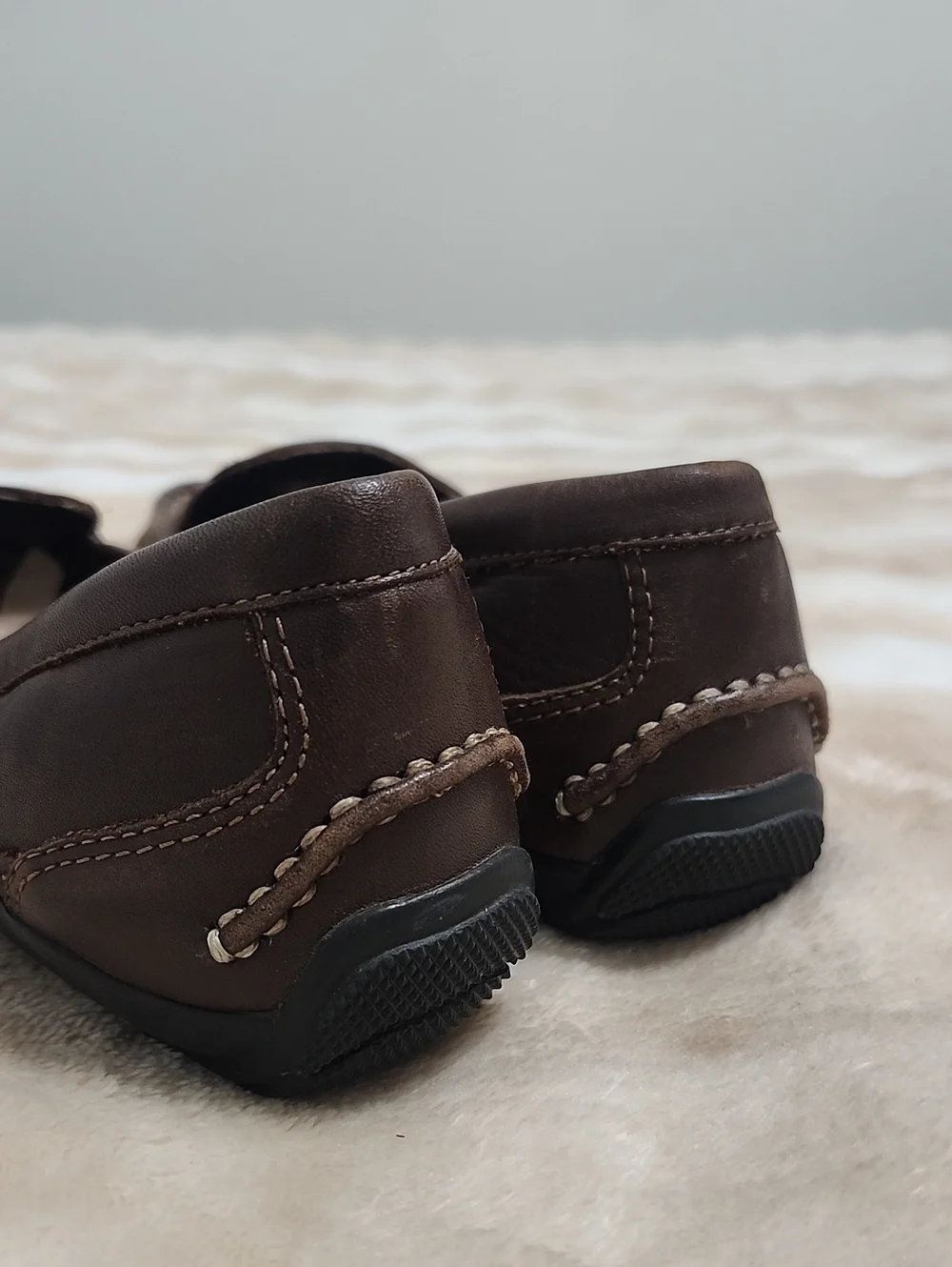 St. John's Bay Women's Classic Brown Leather Slip On Loafers With Buckle